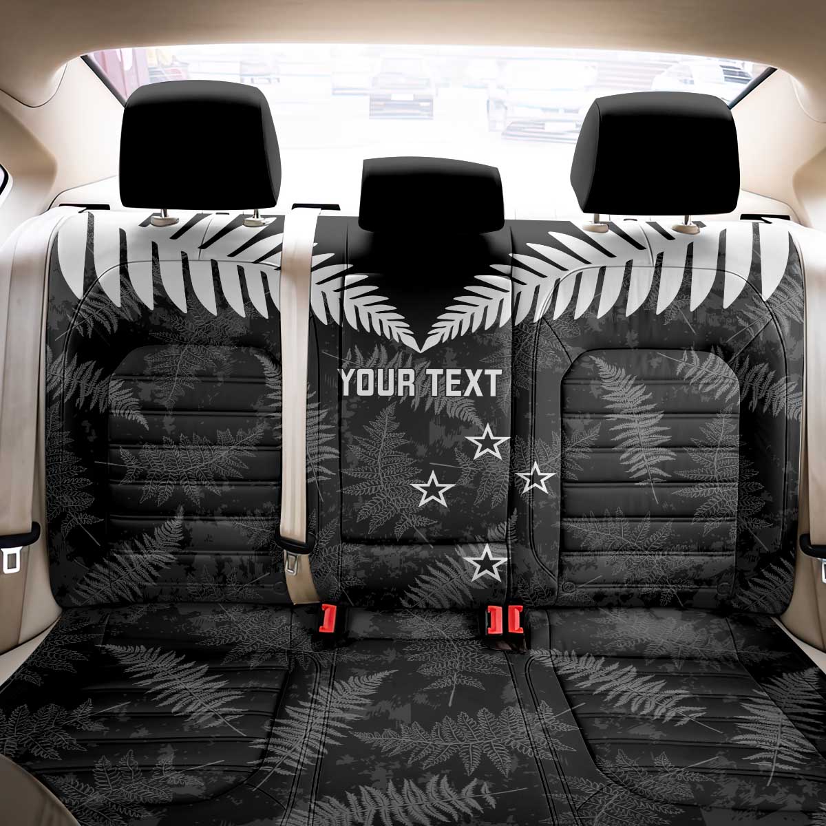 Custom New Zealand Silver Fern Football Back Car Seat Cover Go Aotearoa Grunge Black LT14 - Polynesian Pride