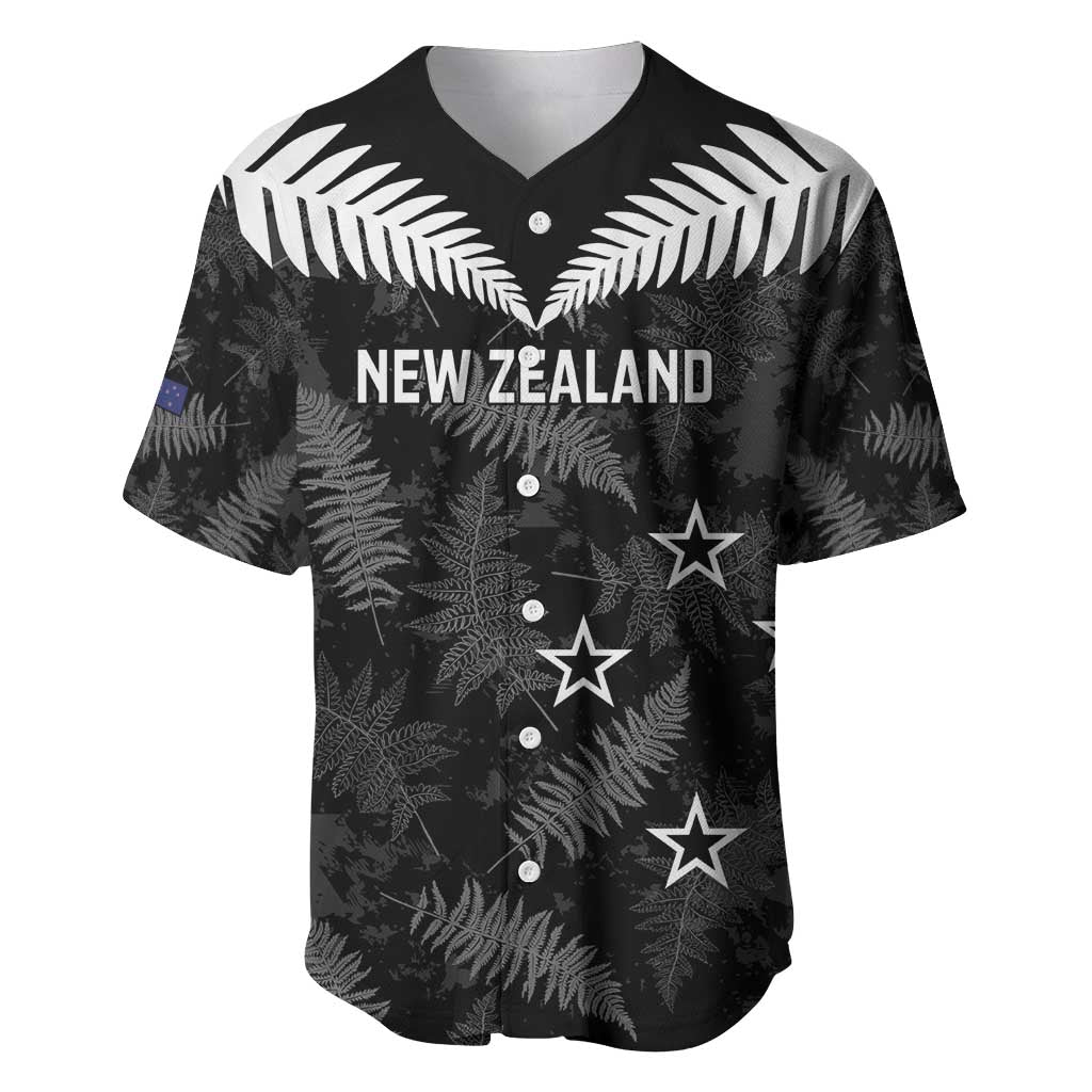 Custom New Zealand Silver Fern Football Baseball Jersey Go Aotearoa Grunge Black LT14 Black - Polynesian Pride