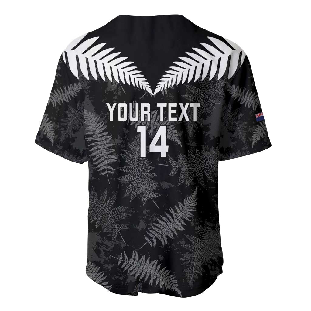 Custom New Zealand Silver Fern Football Baseball Jersey Go Aotearoa Grunge Black LT14 - Polynesian Pride