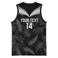 Custom New Zealand Silver Fern Football Basketball Jersey Go Aotearoa Grunge Black LT14 - Polynesian Pride