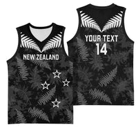 Custom New Zealand Silver Fern Football Basketball Jersey Go Aotearoa Grunge Black LT14 - Polynesian Pride