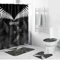 Custom New Zealand Silver Fern Football Bathroom Set Go Aotearoa Grunge Black LT14 Bathroom Set (4 pcs) Black - Polynesian Pride