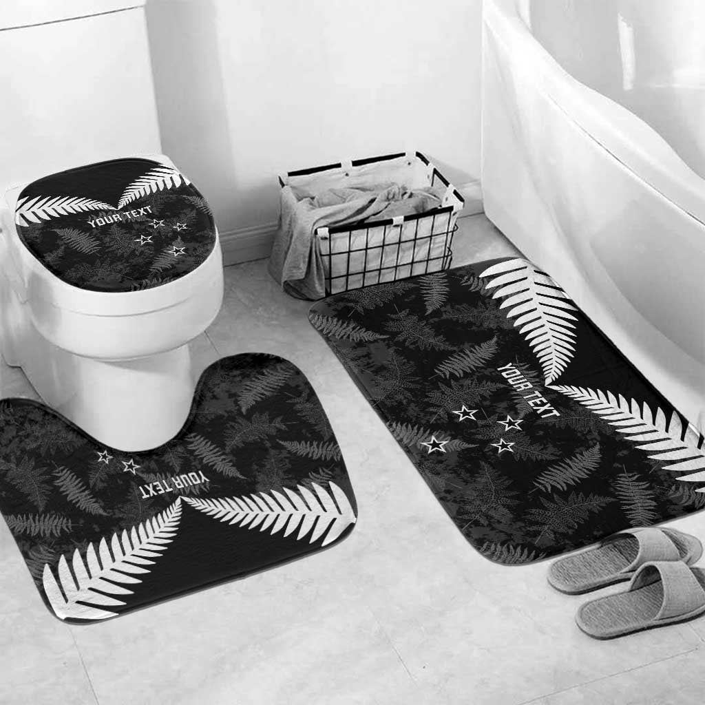 Custom New Zealand Silver Fern Football Bathroom Set Go Aotearoa Grunge Black LT14 Mat Set Only (3 pcs) One Size Black - Polynesian Pride