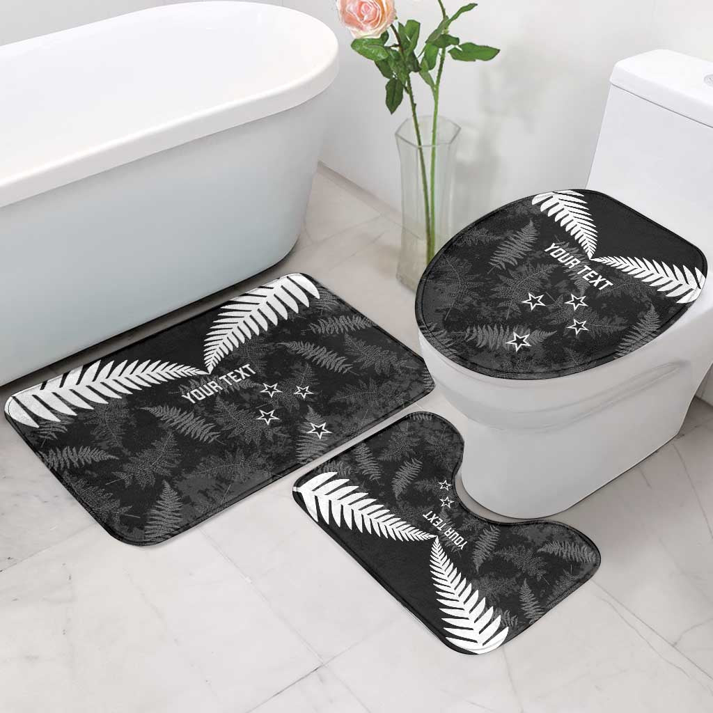 Custom New Zealand Silver Fern Football Bathroom Set Go Aotearoa Grunge Black LT14 - Polynesian Pride