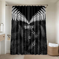 Custom New Zealand Silver Fern Football Bathroom Set Go Aotearoa Grunge Black LT14 Shower Curtain Only Black - Polynesian Pride