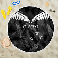 Custom New Zealand Silver Fern Football Beach Blanket Go Aotearoa Grunge Black LT14 One Size 150cm Black - Polynesian Pride