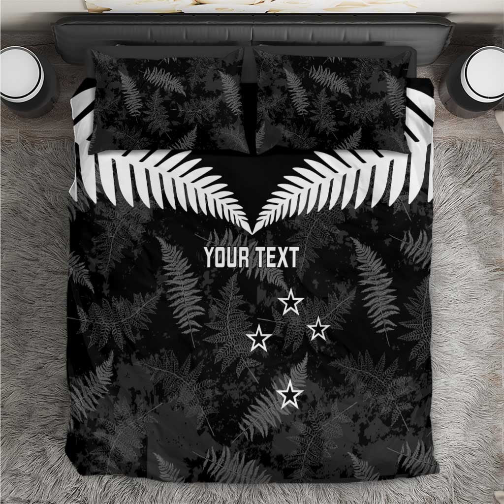Custom New Zealand Silver Fern Football Bedding Set Go Aotearoa Grunge Black LT14 Black - Polynesian Pride