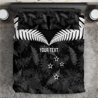Custom New Zealand Silver Fern Football Bedding Set Go Aotearoa Grunge Black LT14 Black - Polynesian Pride