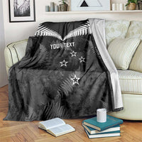 Custom New Zealand Silver Fern Football Blanket Go Aotearoa Grunge Black LT14 Black - Polynesian Pride
