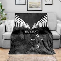 Custom New Zealand Silver Fern Football Blanket Go Aotearoa Grunge Black LT14 - Polynesian Pride