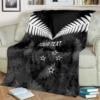 Custom New Zealand Silver Fern Football Blanket Go Aotearoa Grunge Black LT14 - Polynesian Pride