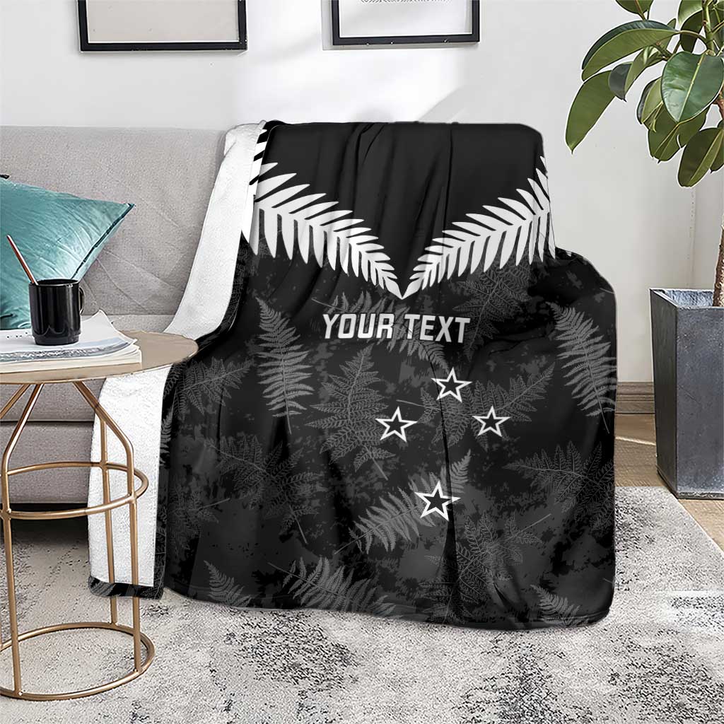 Custom New Zealand Silver Fern Football Blanket Go Aotearoa Grunge Black LT14 - Polynesian Pride
