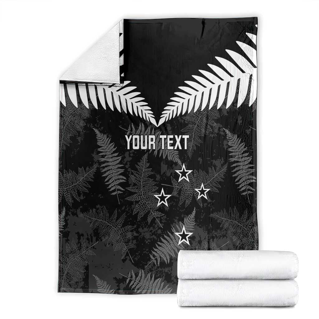 Custom New Zealand Silver Fern Football Blanket Go Aotearoa Grunge Black LT14 - Polynesian Pride