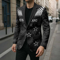 Custom New Zealand Silver Fern Football Blazer Go Aotearoa Grunge Black LT14 - Polynesian Pride