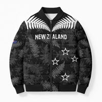 Custom New Zealand Silver Fern Football Bomber Puffer Jacket Go Aotearoa Grunge Black LT14 Unisex Black - Polynesian Pride
