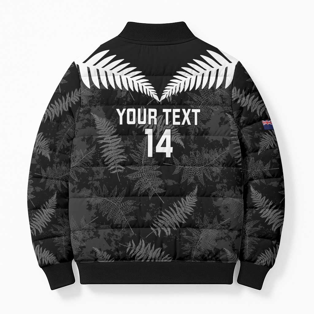 Custom New Zealand Silver Fern Football Bomber Puffer Jacket Go Aotearoa Grunge Black LT14 - Polynesian Pride