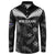 Custom New Zealand Silver Fern Football Button Sweatshirt Go Aotearoa Grunge Black - Polynesian Pride