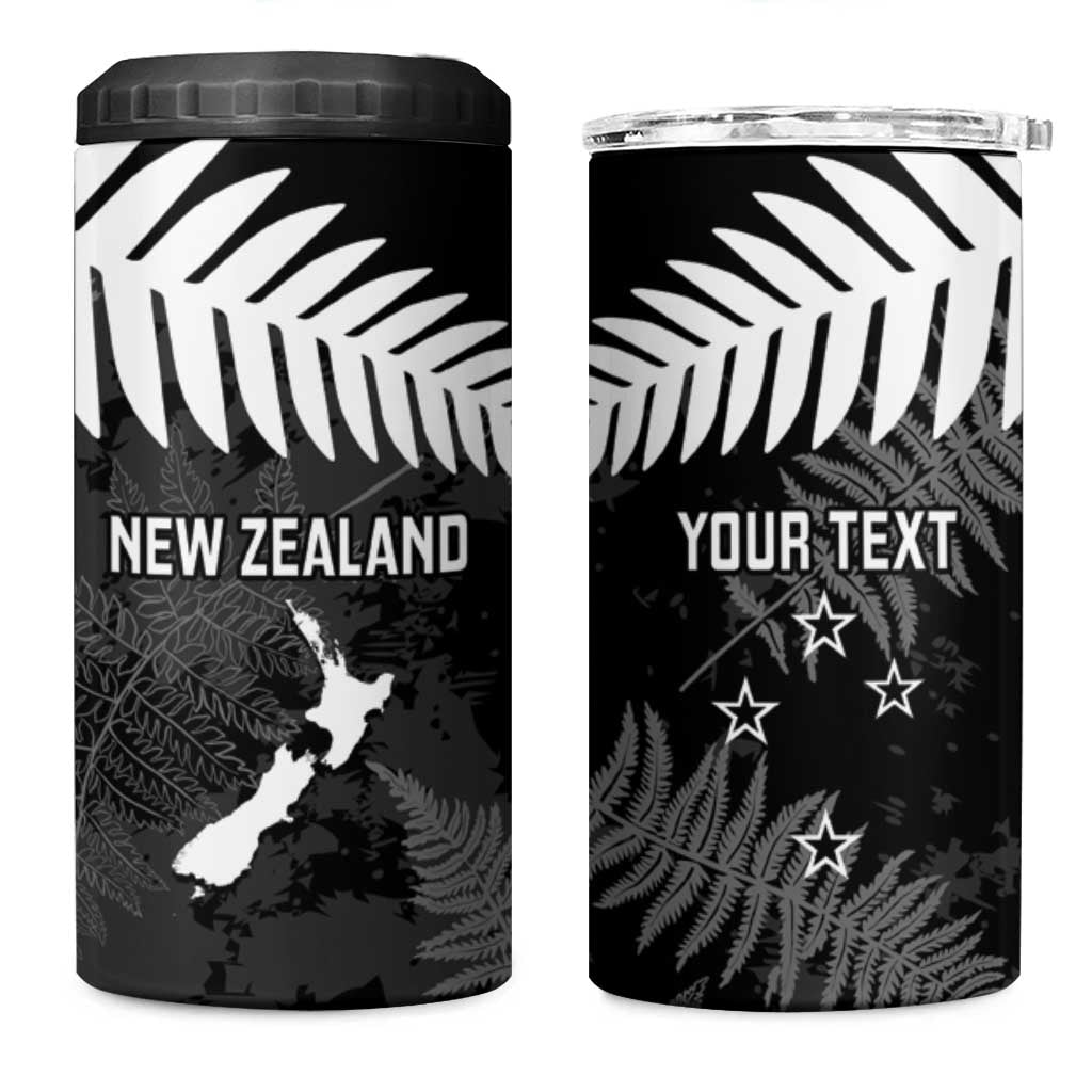 Custom New Zealand Silver Fern Football 4 in 1 Can Cooler Tumbler Go Aotearoa Grunge Black LT14 One Size: 16 oz Black - Polynesian Pride