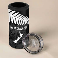 Custom New Zealand Silver Fern Football 4 in 1 Can Cooler Tumbler Go Aotearoa Grunge Black LT14 - Polynesian Pride