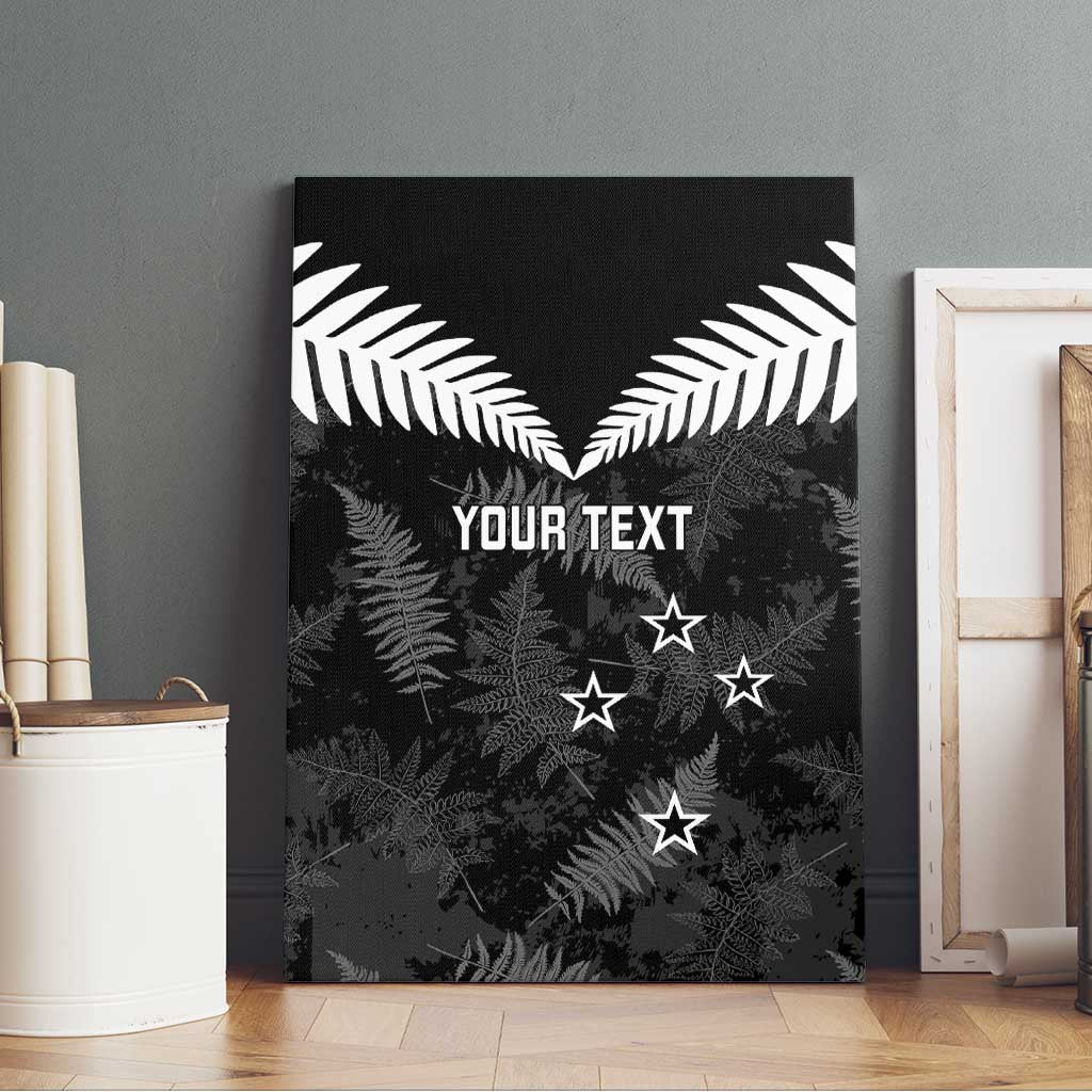 Custom New Zealand Silver Fern Football Canvas Wall Art Go Aotearoa Grunge Black LT14 - Polynesian Pride