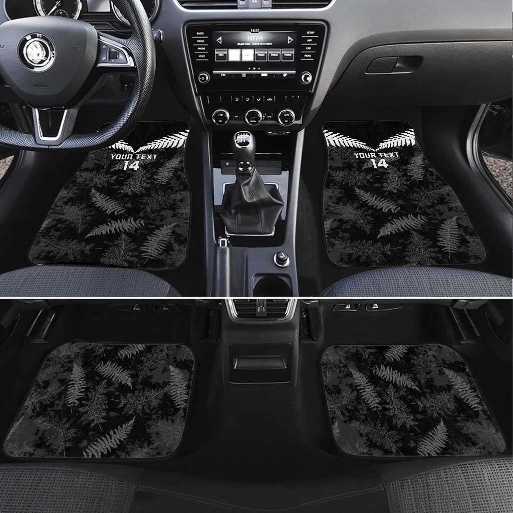 Custom New Zealand Silver Fern Football Car Mats Go Aotearoa Grunge Black - Polynesian Pride