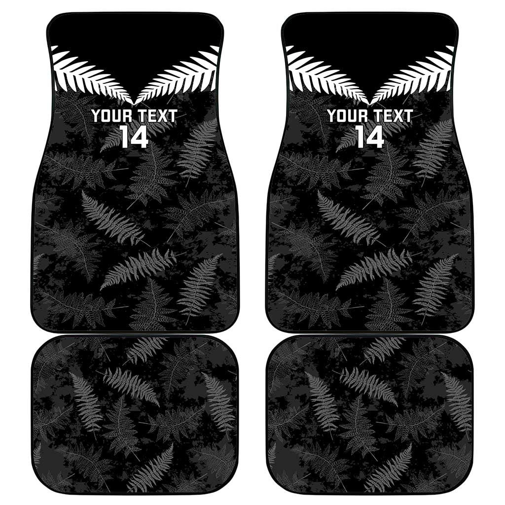 Custom New Zealand Silver Fern Football Car Mats Go Aotearoa Grunge Black LT14 - Polynesian Pride