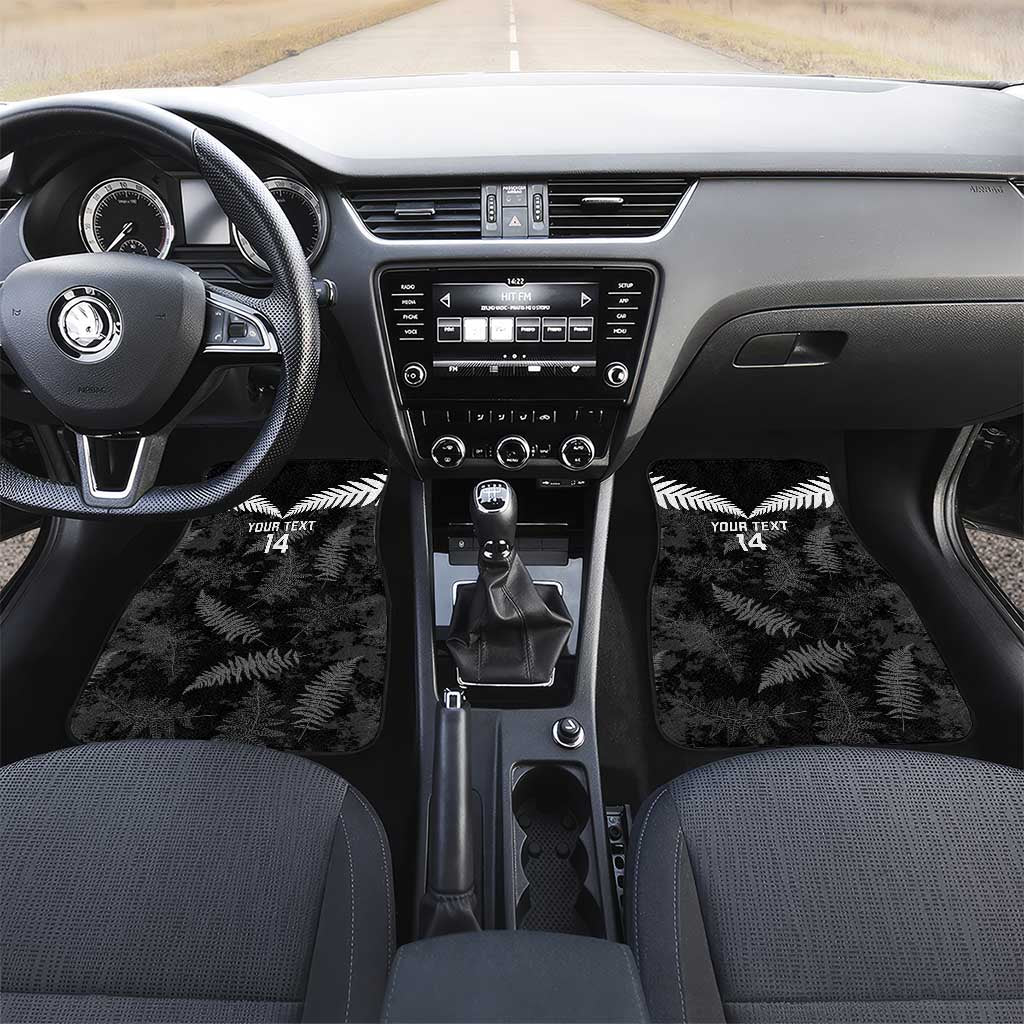 Custom New Zealand Silver Fern Football Car Mats Go Aotearoa Grunge Black LT14 Set 2pcs - Front Black - Polynesian Pride