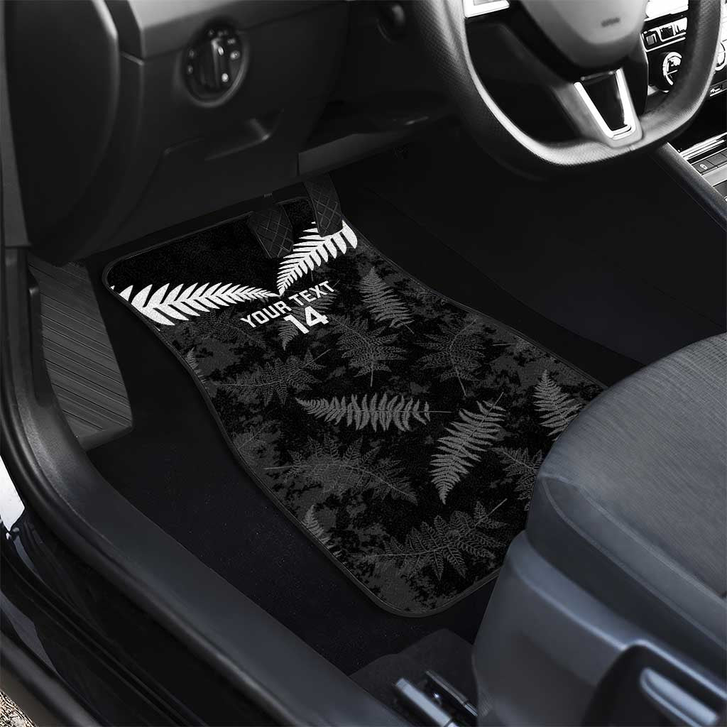 Custom New Zealand Silver Fern Football Car Mats Go Aotearoa Grunge Black LT14 - Polynesian Pride