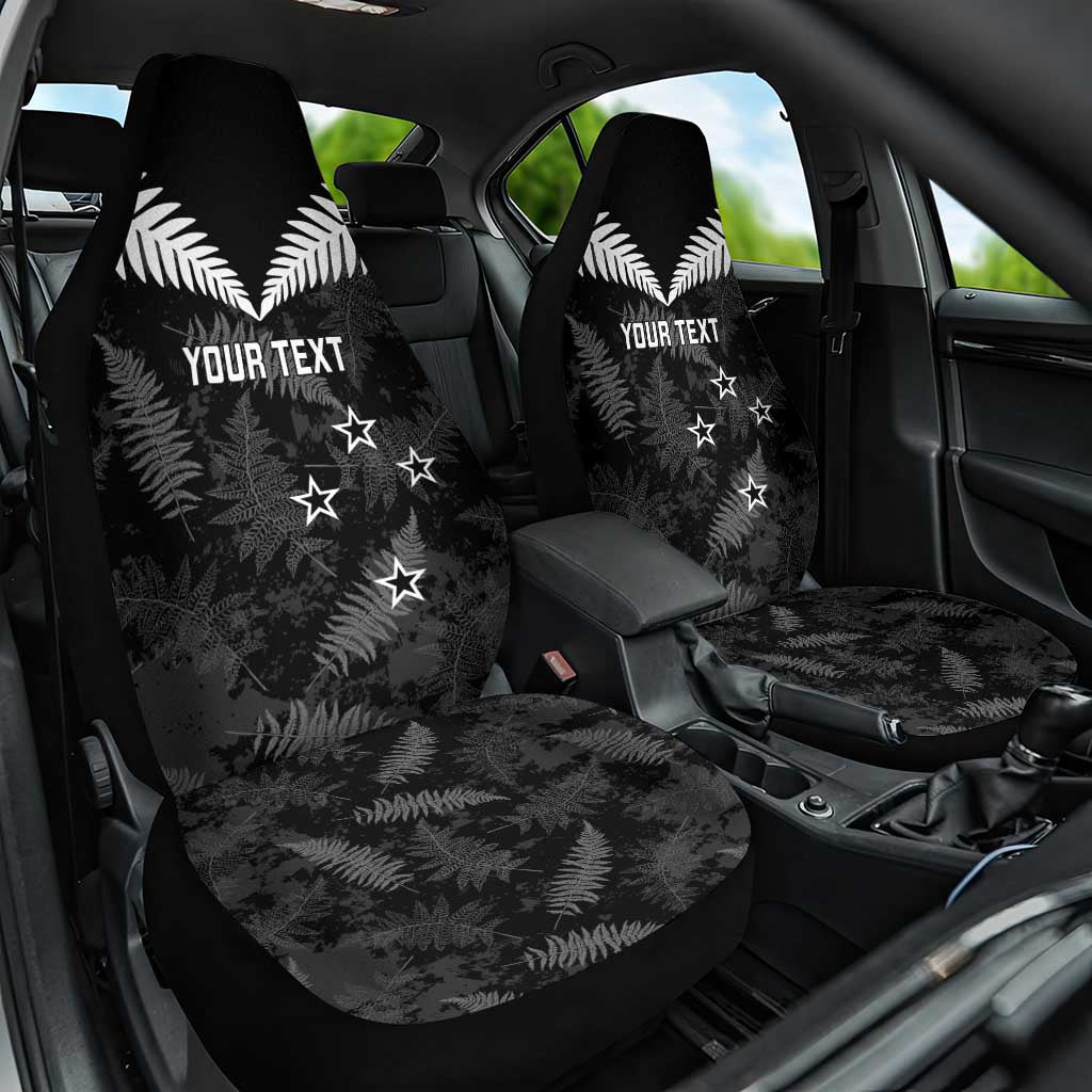 Custom New Zealand Silver Fern Football Car Seat Cover Go Aotearoa Grunge Black - Polynesian Pride