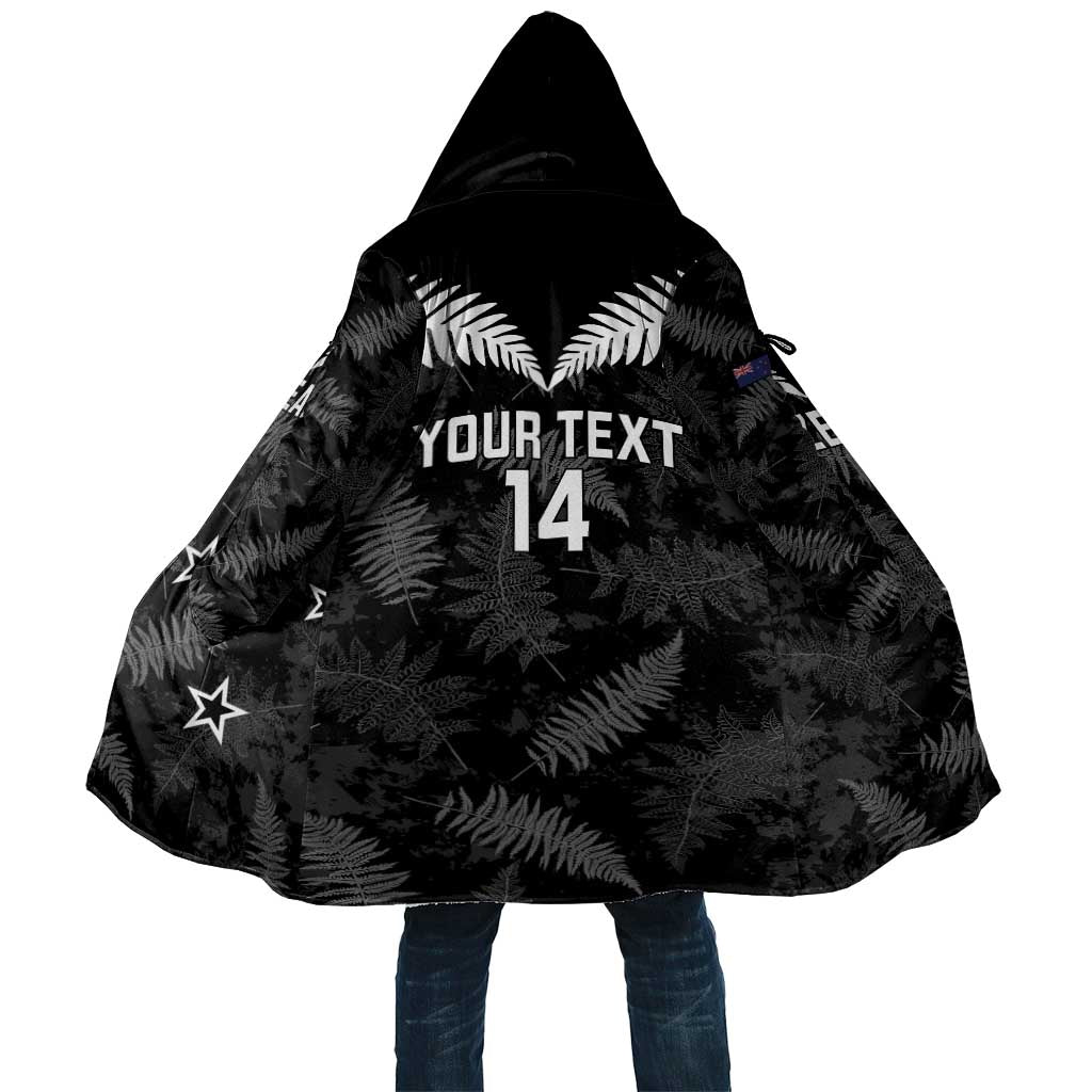 Custom New Zealand Silver Fern Football Cloak Go Aotearoa Grunge Black LT14 Unisex Black - Polynesian Pride