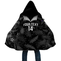 Custom New Zealand Silver Fern Football Cloak Go Aotearoa Grunge Black LT14 Unisex Black - Polynesian Pride