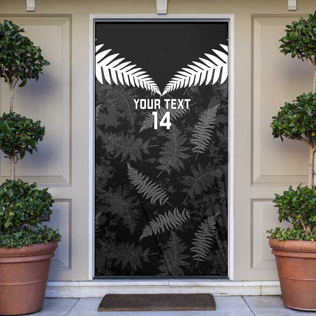Custom New Zealand Silver Fern Football Door Cover Go Aotearoa Grunge Black LT14 Black - Polynesian Pride