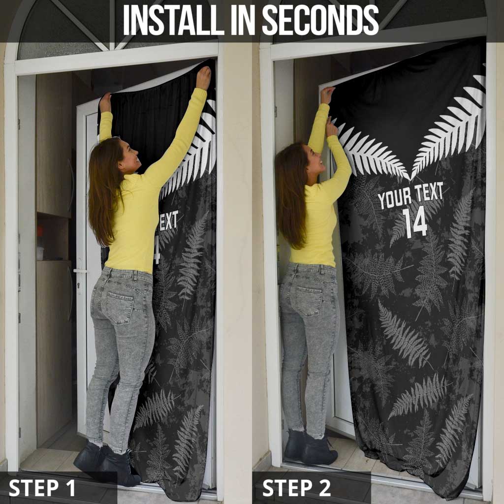 Custom New Zealand Silver Fern Football Door Cover Go Aotearoa Grunge Black LT14 - Polynesian Pride