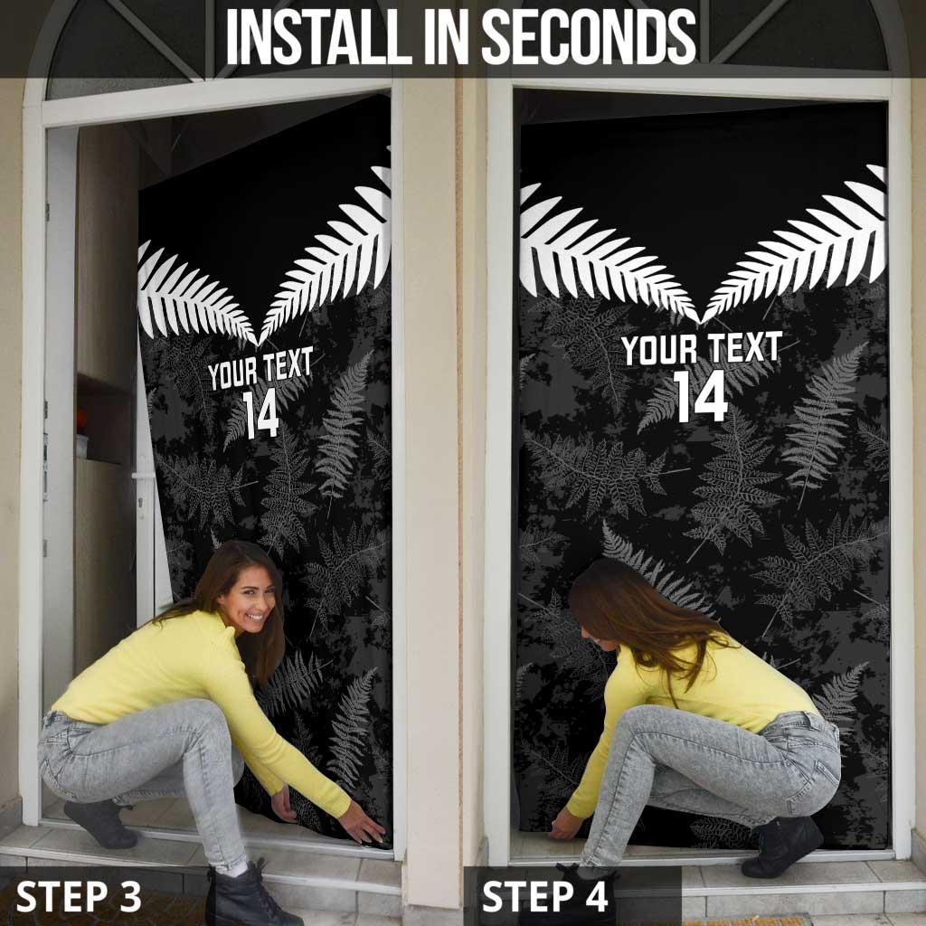 Custom New Zealand Silver Fern Football Door Cover Go Aotearoa Grunge Black LT14 - Polynesian Pride