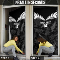 Custom New Zealand Silver Fern Football Door Cover Go Aotearoa Grunge Black LT14 - Polynesian Pride