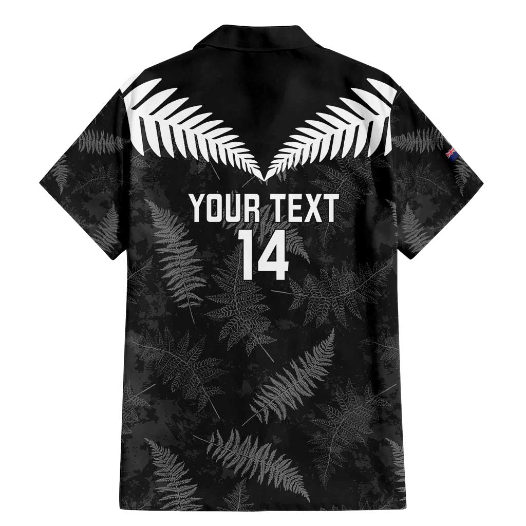 Custom New Zealand Silver Fern Football Family Matching Mermaid Dress and Hawaiian Shirt Go Aotearoa Grunge Black LT14 - Polynesian Pride