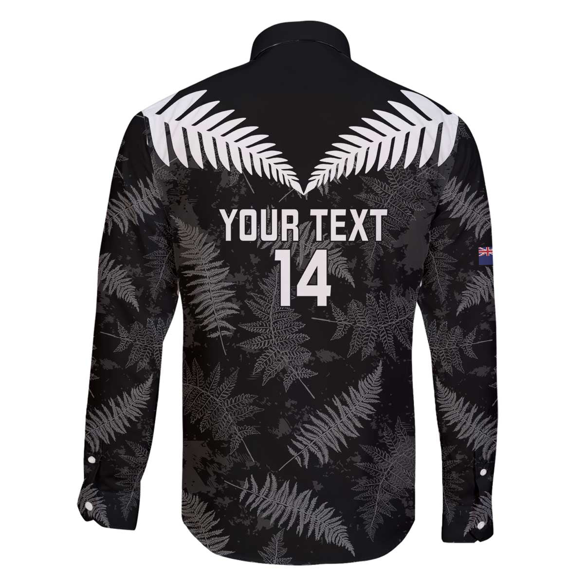 Custom New Zealand Silver Fern Football Family Matching Off The Shoulder Long Sleeve Dress and Hawaiian Shirt Go Aotearoa Grunge Black LT14 - Polynesian Pride