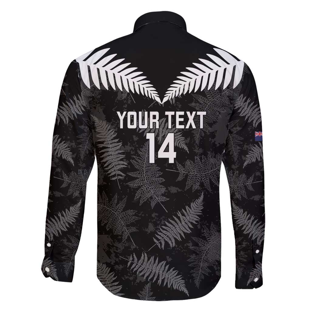 Custom New Zealand Silver Fern Football Family Matching Puletasi and Hawaiian Shirt Go Aotearoa Grunge Black LT14 - Polynesian Pride