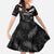 Custom New Zealand Silver Fern Football Family Matching Short Sleeve Bodycon Dress and Hawaiian Shirt Go Aotearoa Grunge Black - Polynesian Pride