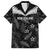 Custom New Zealand Silver Fern Football Family Matching Short Sleeve Bodycon Dress and Hawaiian Shirt Go Aotearoa Grunge Black - Polynesian Pride