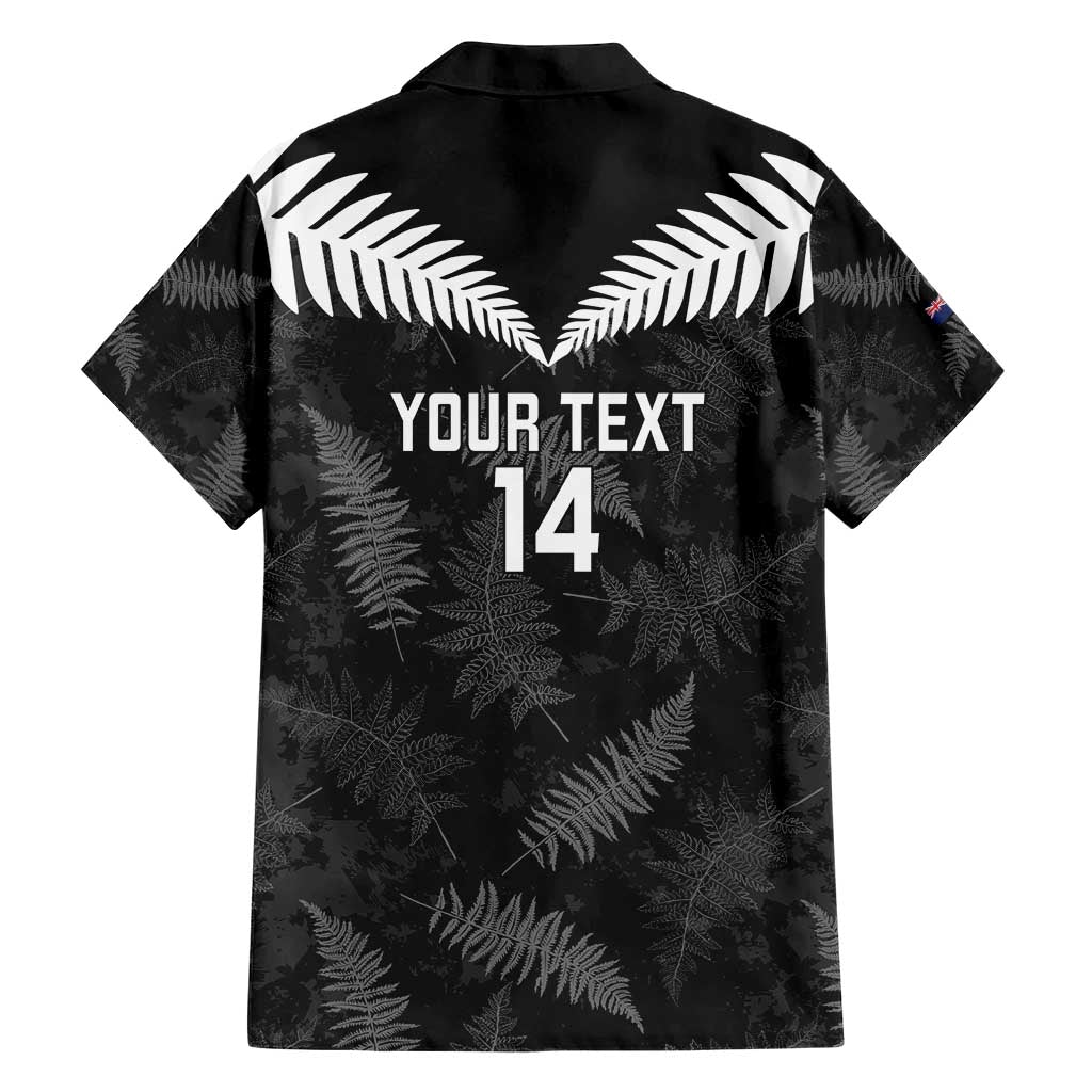 Custom New Zealand Silver Fern Football Family Matching Short Sleeve Bodycon Dress and Hawaiian Shirt Go Aotearoa Grunge Black LT14 - Polynesian Pride