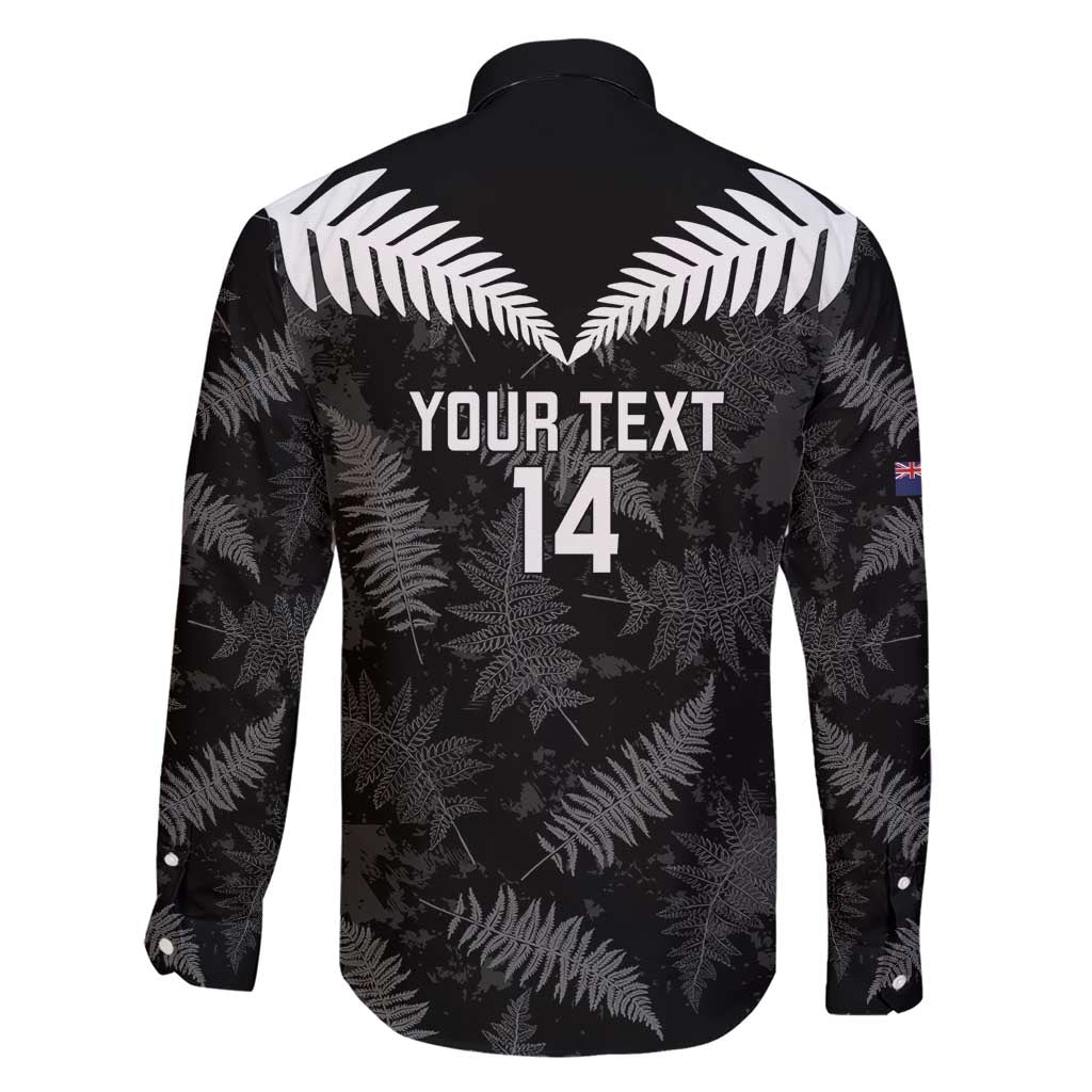 Custom New Zealand Silver Fern Football Family Matching Short Sleeve Bodycon Dress and Hawaiian Shirt Go Aotearoa Grunge Black LT14 - Polynesian Pride