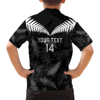 Custom New Zealand Silver Fern Football Family Matching Tank Maxi Dress and Hawaiian Shirt Go Aotearoa Grunge Black LT14 - Polynesian Pride