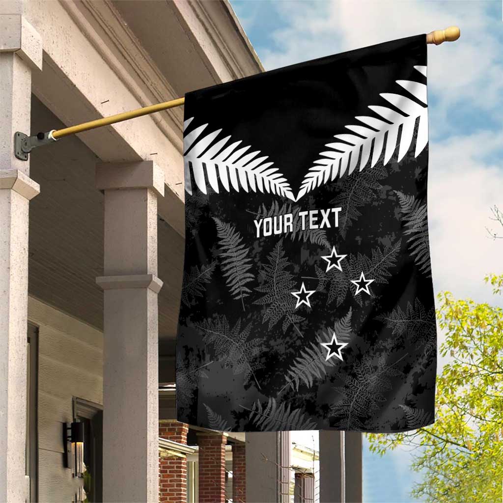 Custom New Zealand Silver Fern Football Garden Flag Go Aotearoa Grunge Black LT14 House Flag Black - Polynesian Pride