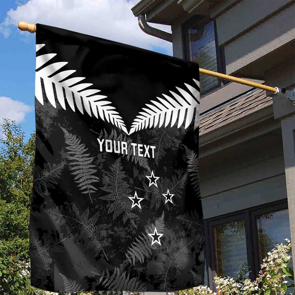Custom New Zealand Silver Fern Football Garden Flag Go Aotearoa Grunge Black LT14 - Polynesian Pride