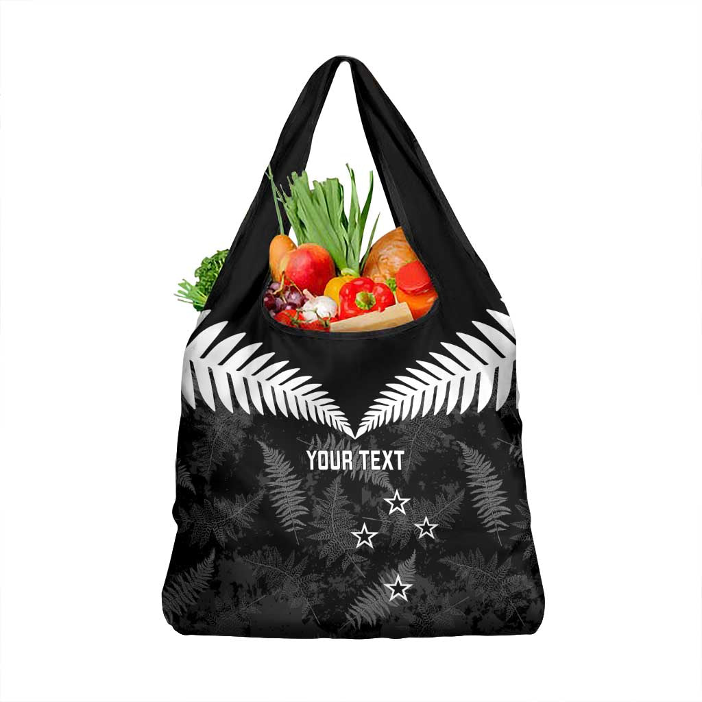 Custom New Zealand Silver Fern Football Grocery Bag Go Aotearoa Grunge Black LT14 1-pack One Size Black - Polynesian Pride