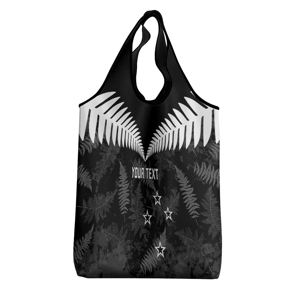 Custom New Zealand Silver Fern Football Grocery Bag Go Aotearoa Grunge Black LT14 - Polynesian Pride