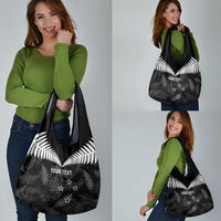 Custom New Zealand Silver Fern Football Grocery Bag Go Aotearoa Grunge Black LT14 - Polynesian Pride