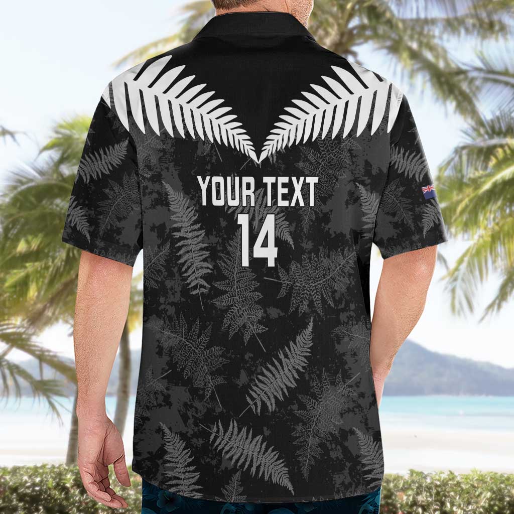 Custom New Zealand Silver Fern Football Hawaiian Shirt Go Aotearoa Grunge Black LT14 - Polynesian Pride