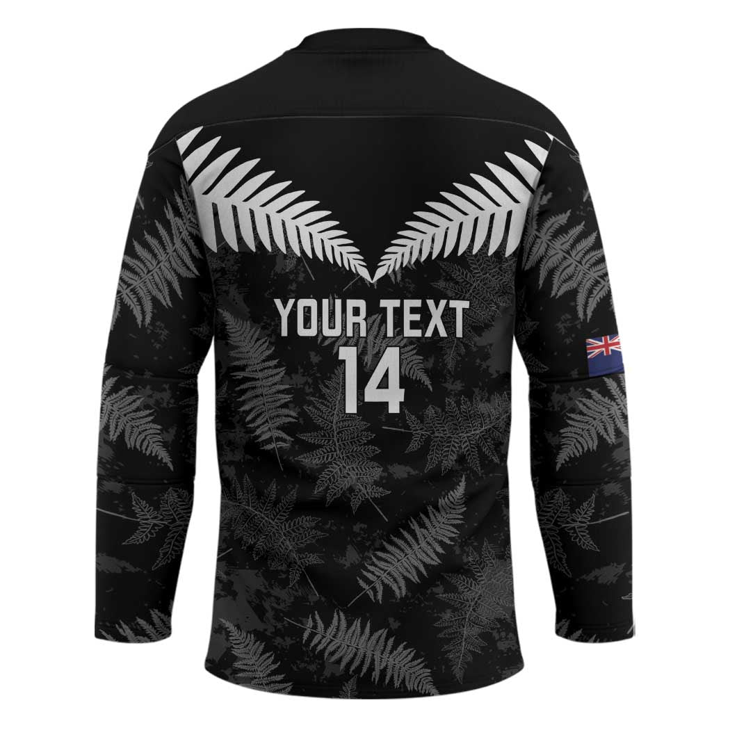 Custom New Zealand Silver Fern Football Hockey Jersey Go Aotearoa Grunge Black LT14 - Polynesian Pride